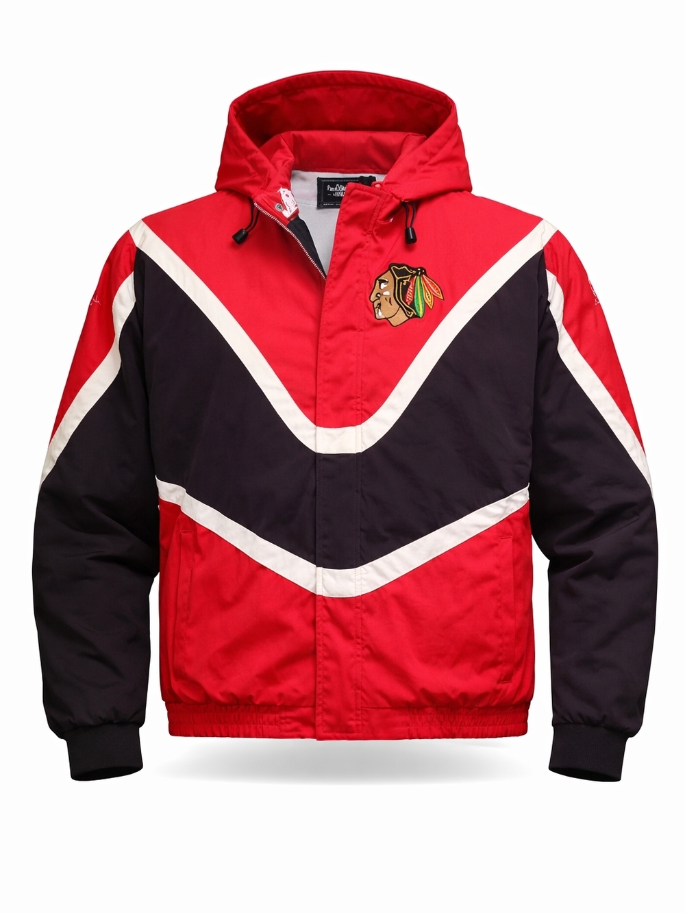 🔥 Vintage Chicago Blackhawks Hooded Jacket – 90s NHL Color Block Grail 🔥‎